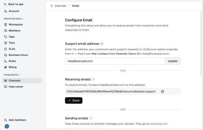 The forwarding address