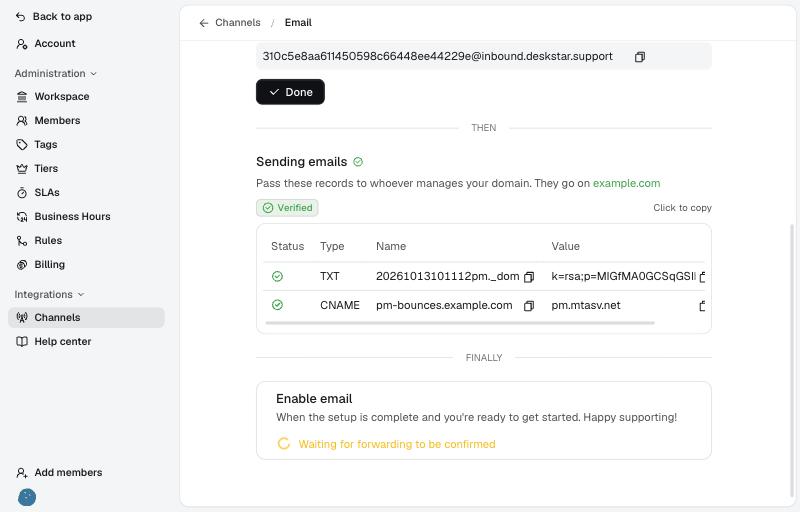 Both DNS records verified