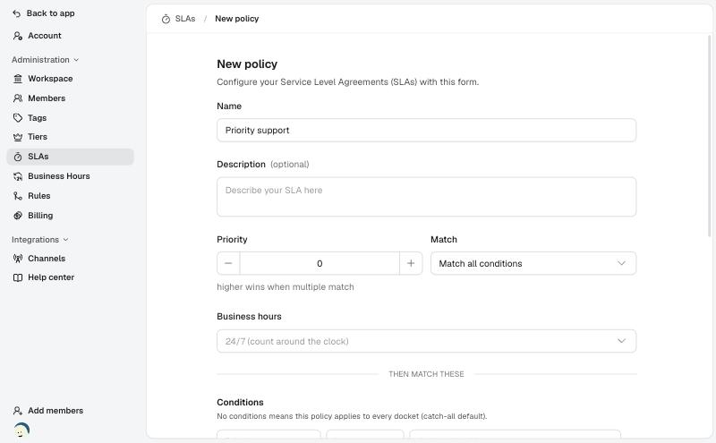 The start of the new policy form